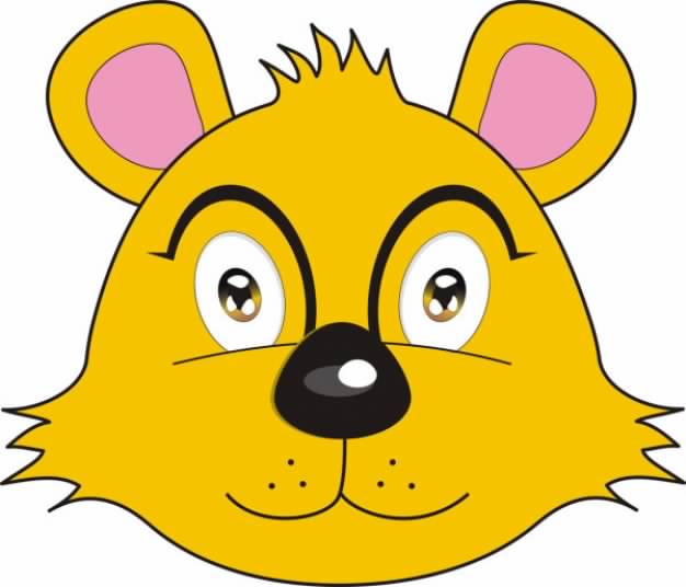 yellow fox Bear head picture Vector in front view