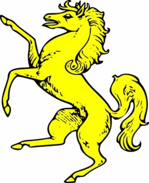 yellow horse curveting clip art with White background