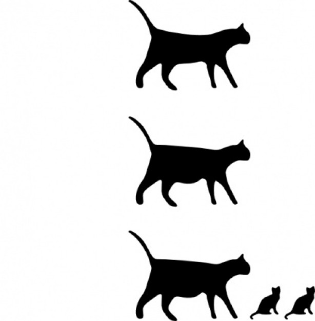 black Cat Icons without detail clip art set in side view