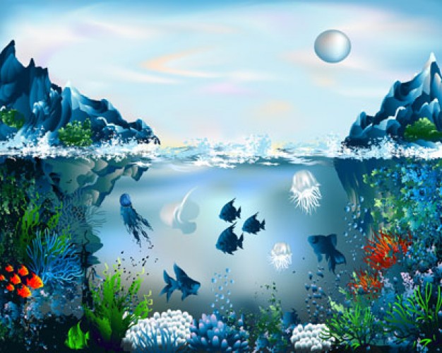 Beautiful underwater world landscape