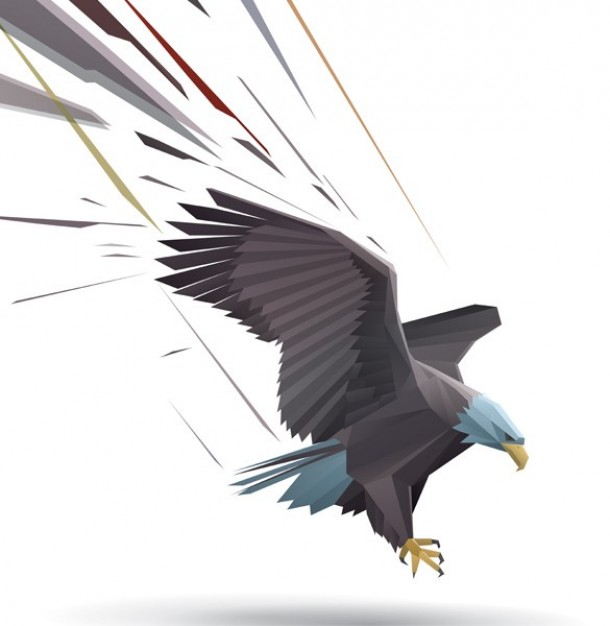 Landing bald eagle illustrator with diving pose