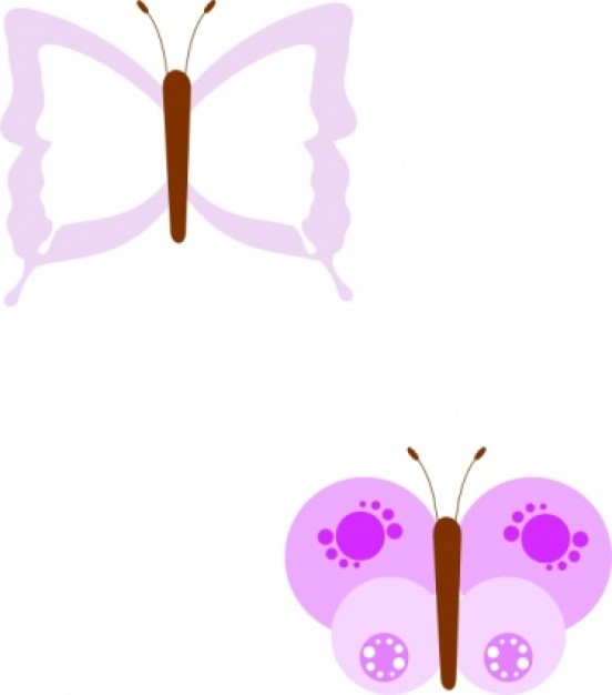 two pink Butterflies doodle clip art