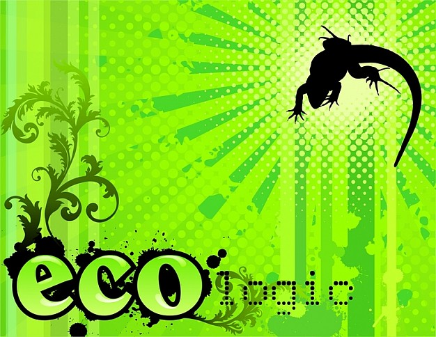 eco-logic with lizard and green background