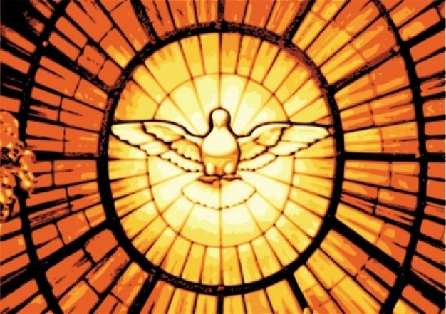 Dove In Glass Window for church clip art
