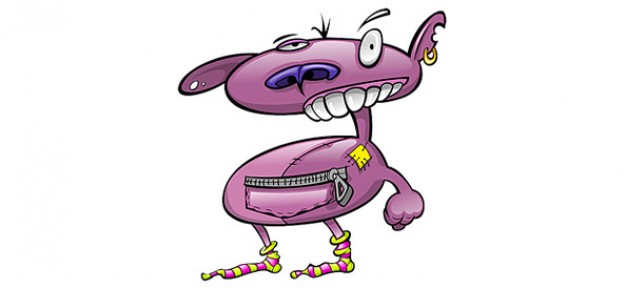 funny pink cartoon character with worthless cloth