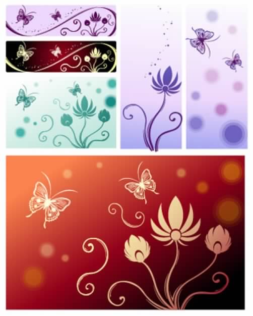 Butterfly and flower pattern material