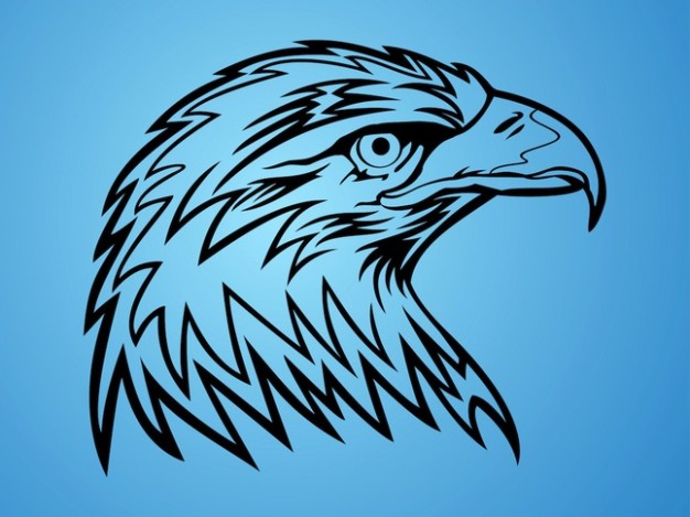 Powerful eagle head symbol with blue background