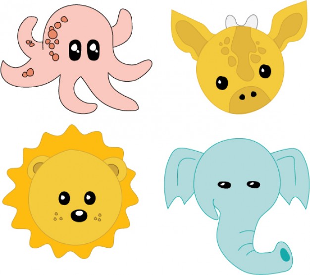 baby animals like pig elephant etc with white background