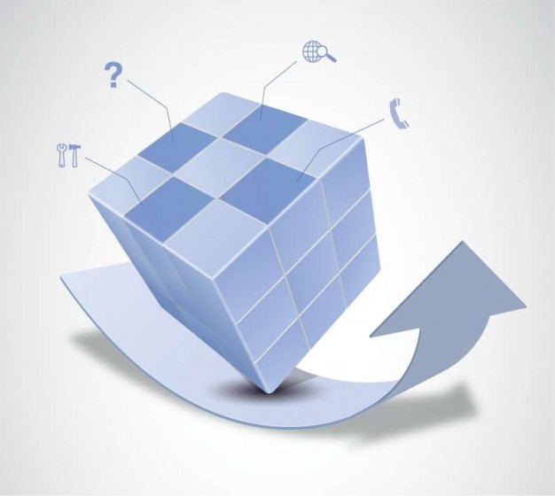 Cube magic Business cube and arrow design about Cuboid Graphics