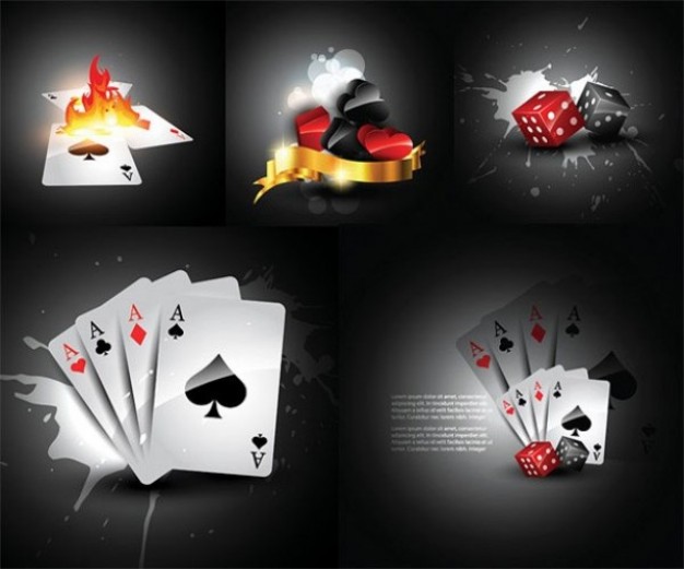 Gambling set Casino of casino elements with cards and dices about Game Bitcoin