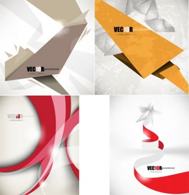 Origami paper Art folded backgrounds in four style about Crafts Paper