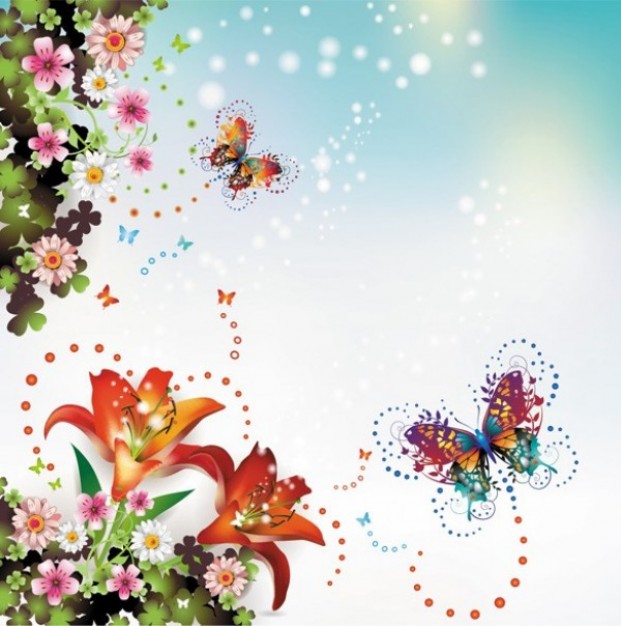 abstract background with fantasy butterfly floral