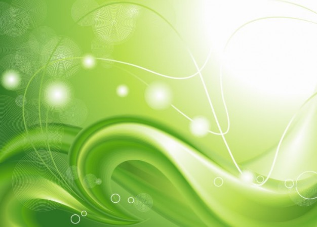 abstract background with green curves and light