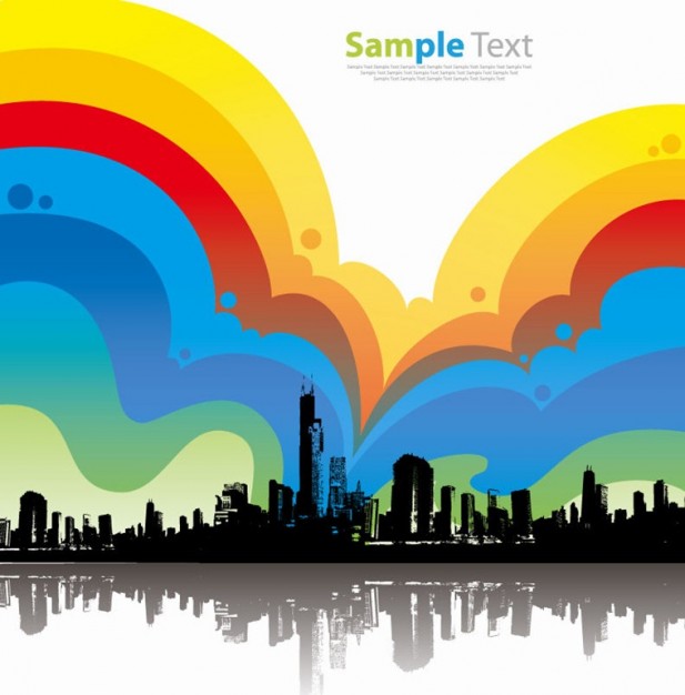 Adobe Photoshop colorful Graphics city background illustration about Arts Skyscrapers