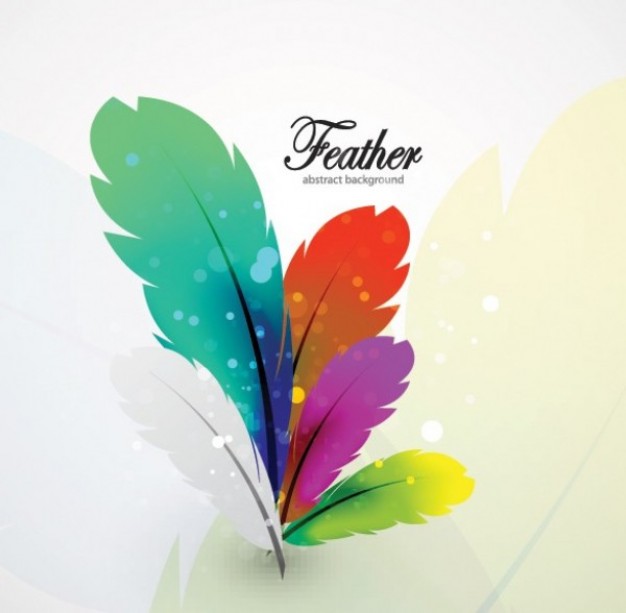 beautiful colorful feathers with glass surface for note template