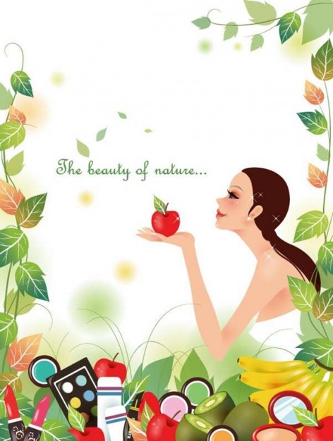 beautiful girl with nature background illustration for health cover design