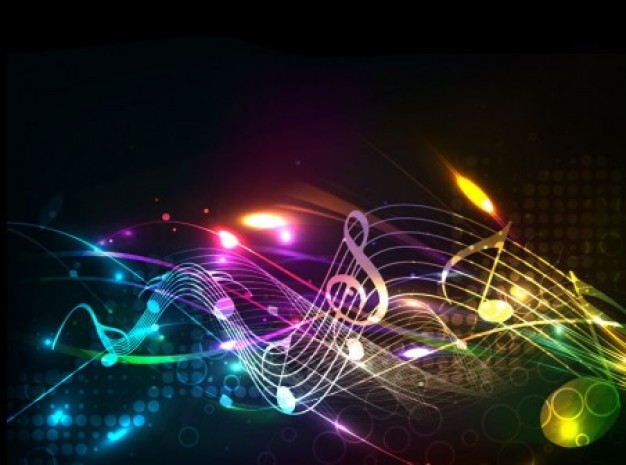 beautiful music notes lines with dark background set