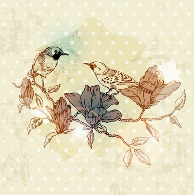 birds Antiques and Collectibles on a branch vintage background about Clothing template