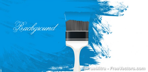 brush painted over blue wall