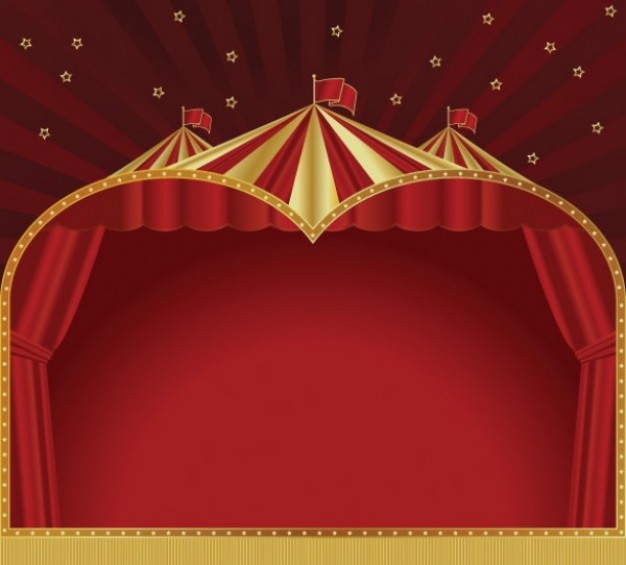 circus tent field with red and star background