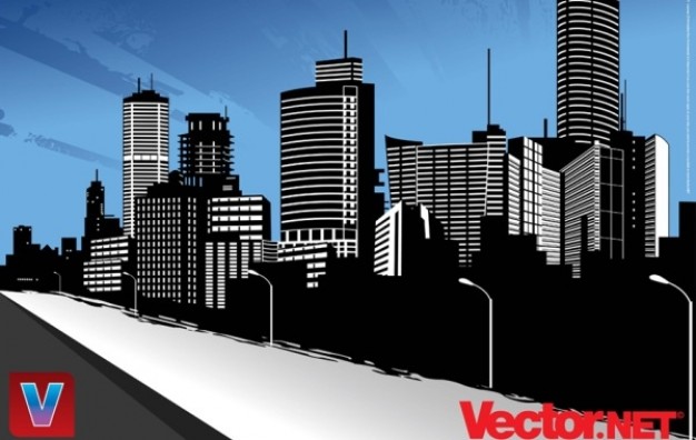 city skyline clip art with blue sky background