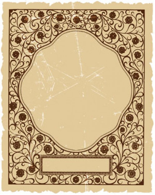 classic frame template with metallic flowers