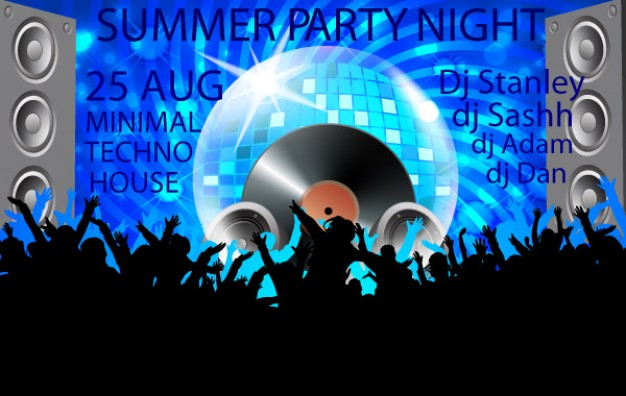 club poster with disc and speaker