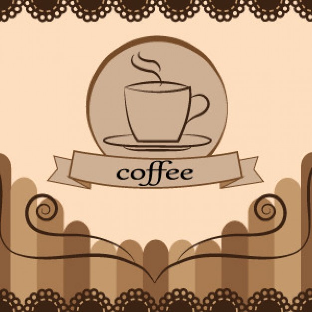 coffee card design in middle of vintage frame with floral border