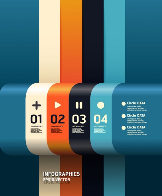 colorful infographic lines for media player icons