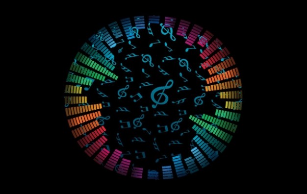 colorful music columnar background with music note inside