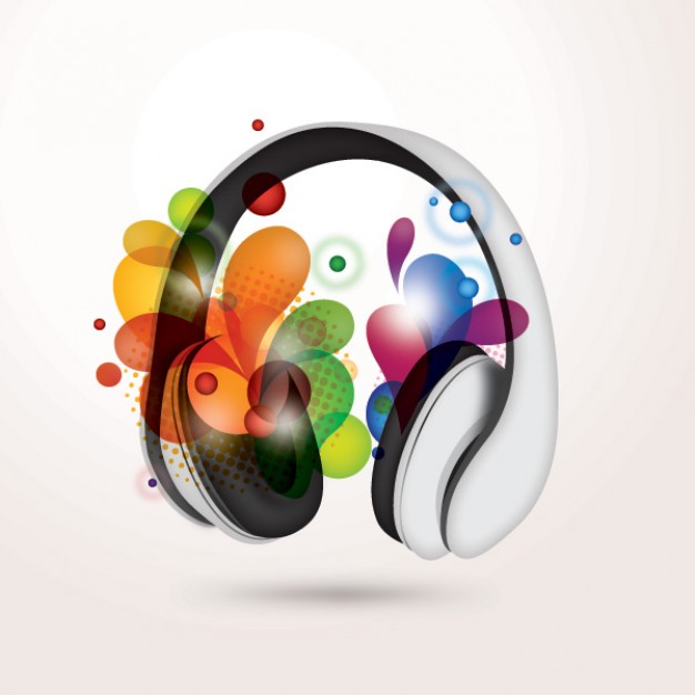 colorful music earphone with abstract floral