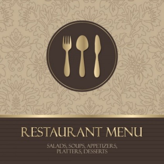 Cutlery western Food restaurant menu cover with spoon fork knife on flower tracery about Forks  Kniv