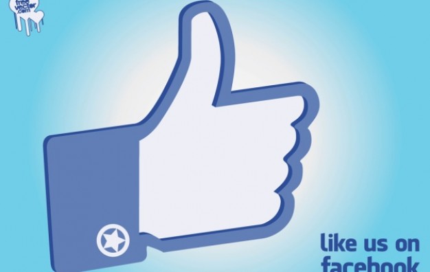 facebook icon like thumb with blue background