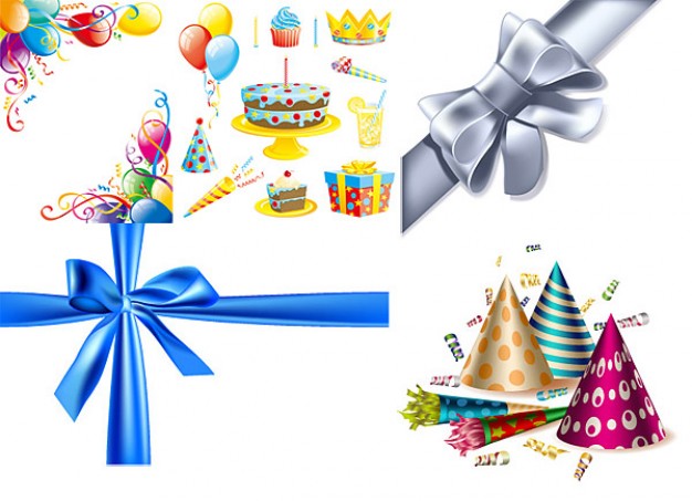 festive birthday ribbon and balloons material