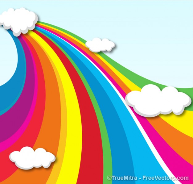 high speed rainbow under clouds backgrounds set