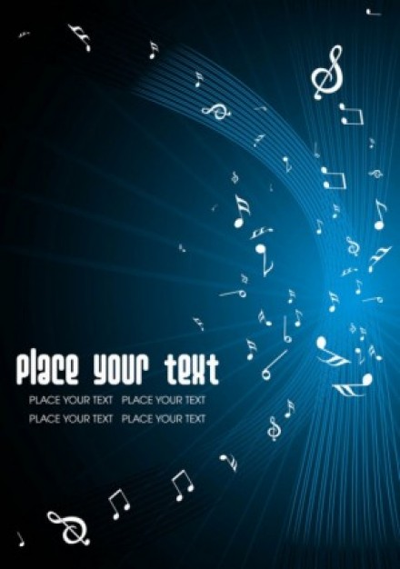 music keys with blue background for cover template
