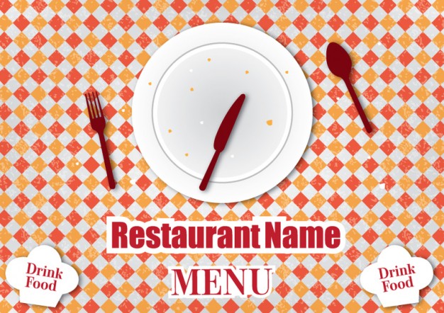 restaurant menu design template with fork plate