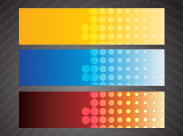 three colorful banner background with dots