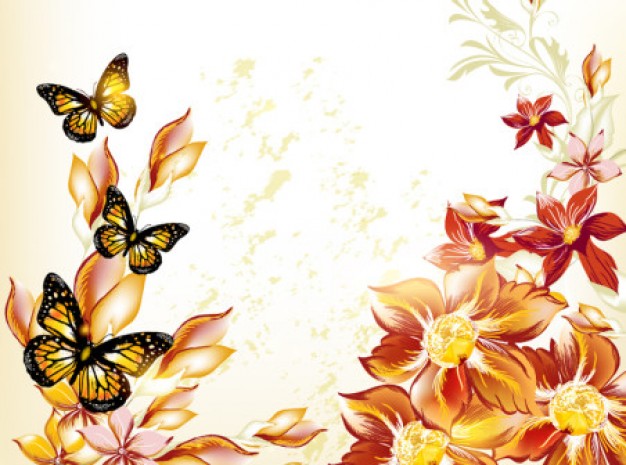 Valentines Day floral butterfly template backdrop background set about Flowers Crafts