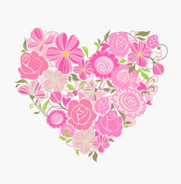 Valentine's Day pink Flower floral heart graphic about honey Wedding