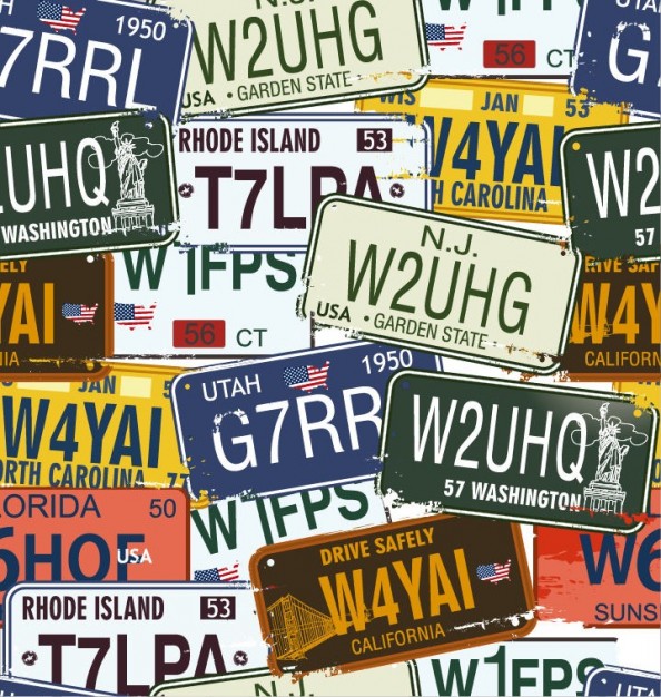 vintage license plates set of US