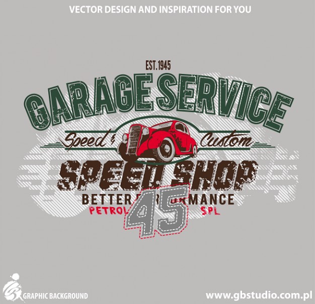 vintage t-shirt design by garage service