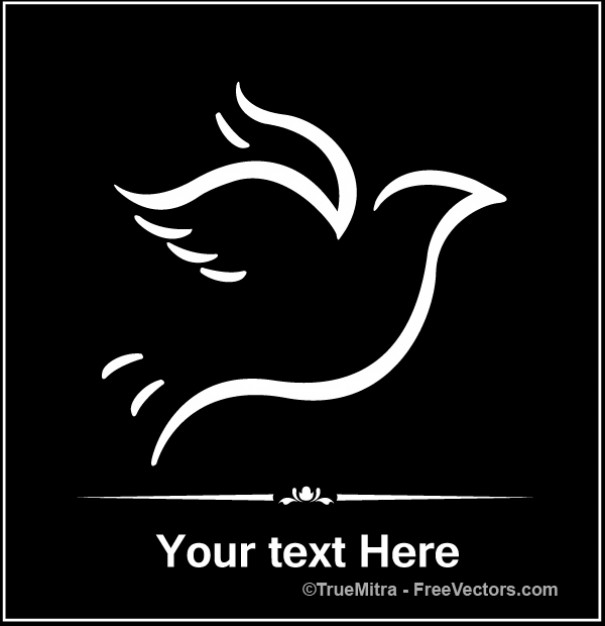 white bird on black background for note template design