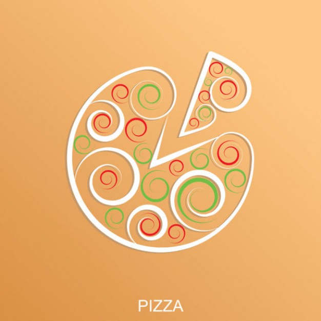 abstract pizza over Peach Orange background