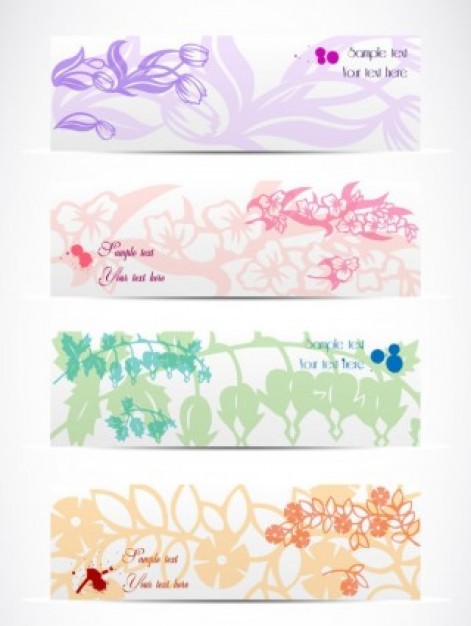 banner elegant pattern green pink orange purple bright abstract nature leaf wave flow