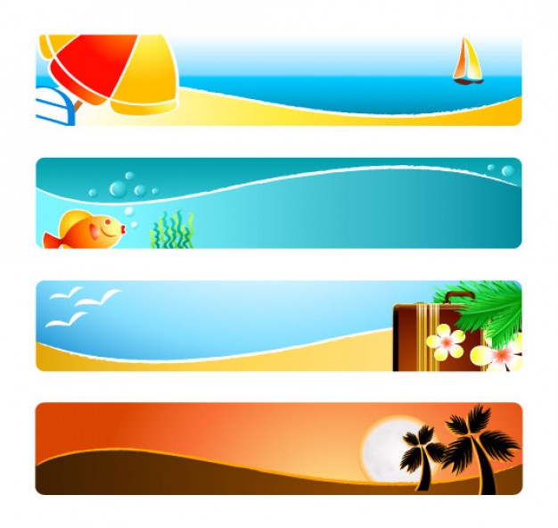 banner material pack with sunny beaches