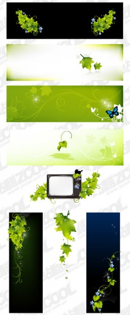 banner material with green leaf butterfly