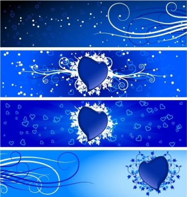 banners in blue for valentine card design