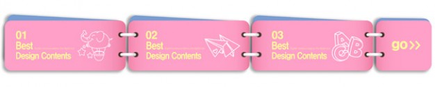 best design pink contents step by step illustration for web design