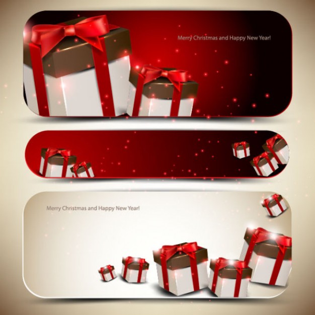 Christmas banner with gift box and snowflake